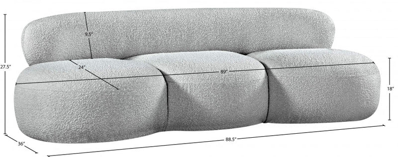 Venti 88.5" Boucle Fabric Upholstered Sofa in Grey - 140Grey-S