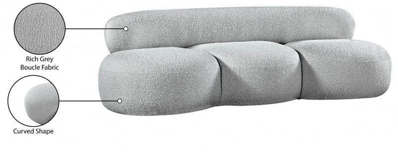 Venti 88.5" Boucle Fabric Upholstered Sofa in Grey - 140Grey-S
