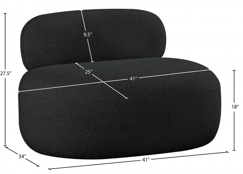 Venti Boucle Fabric Upholstered Living Room Chair in Black - 140Black-C