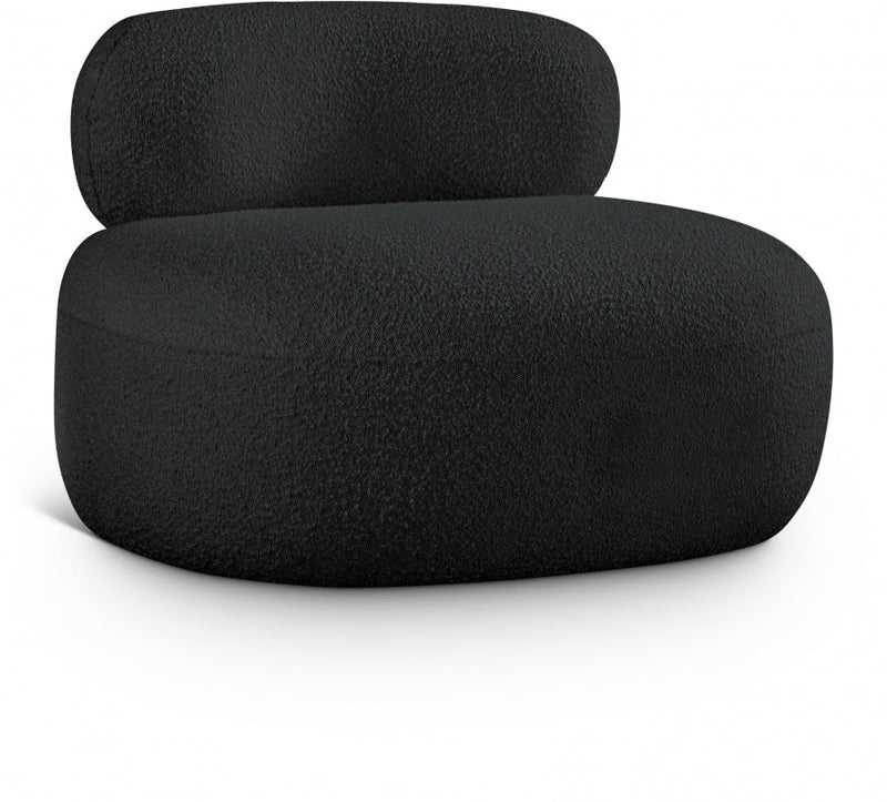 Venti Boucle Fabric Upholstered Living Room Chair in Black - 140Black-C