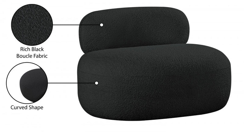 Venti Boucle Fabric Upholstered Living Room Chair in Black - 140Black-C