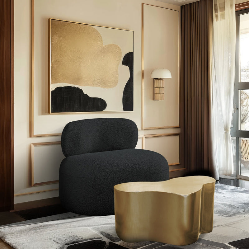 Venti Boucle Fabric Upholstered Living Room Chair in Black - 140Black-C