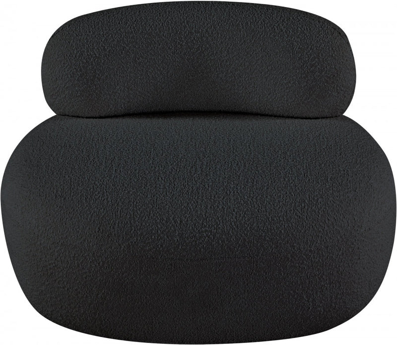 Venti Boucle Fabric Upholstered Living Room Chair in Black - 140Black-C