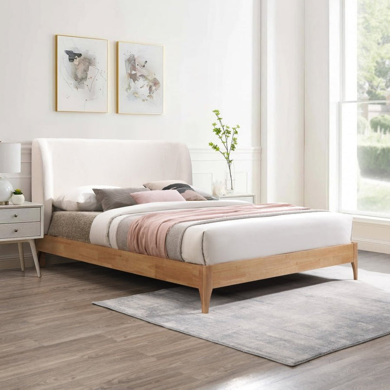 Ventura Fabric Queen Bed Cream - Gate FurnitureQueen Bed