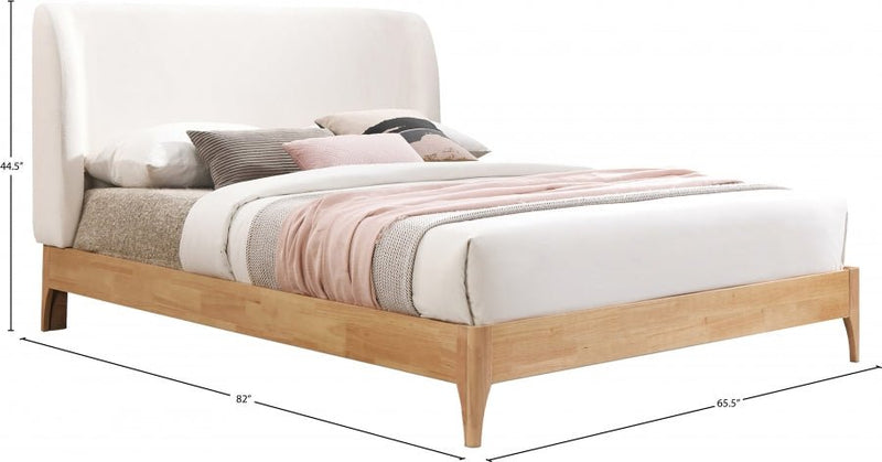Ventura Fabric Queen Bed Cream - Gate FurnitureQueen Bed