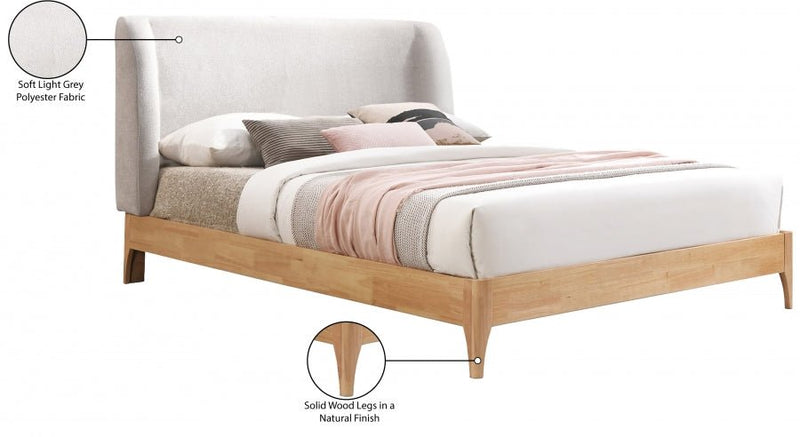 Ventura Fabric Queen Bed Grey - Gate FurnitureQueen Bed