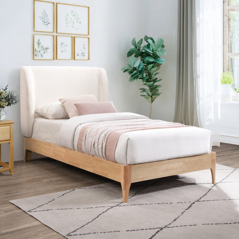 Ventura Fabric Twin Bed Cream - Gate FurnitureTwin Bed