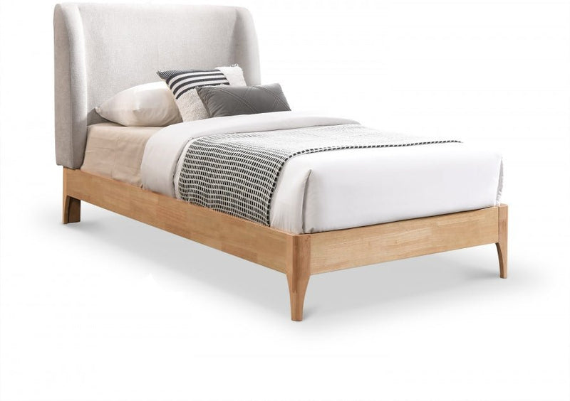 Ventura Fabric Twin Bed Grey - Gate FurnitureTwin Bed