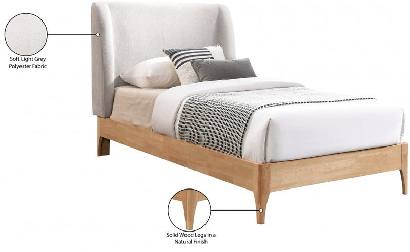Ventura Fabric Twin Bed Grey - Gate FurnitureTwin Bed