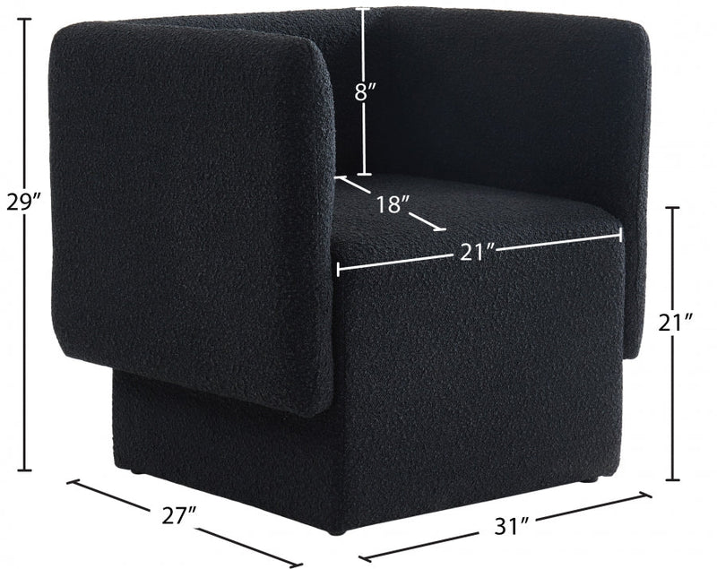 Vera Boucle Fabric Upholstered Accent Chair in Black - 575Black