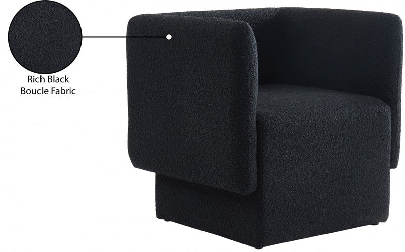 Vera Boucle Fabric Upholstered Accent Chair in Black - 575Black