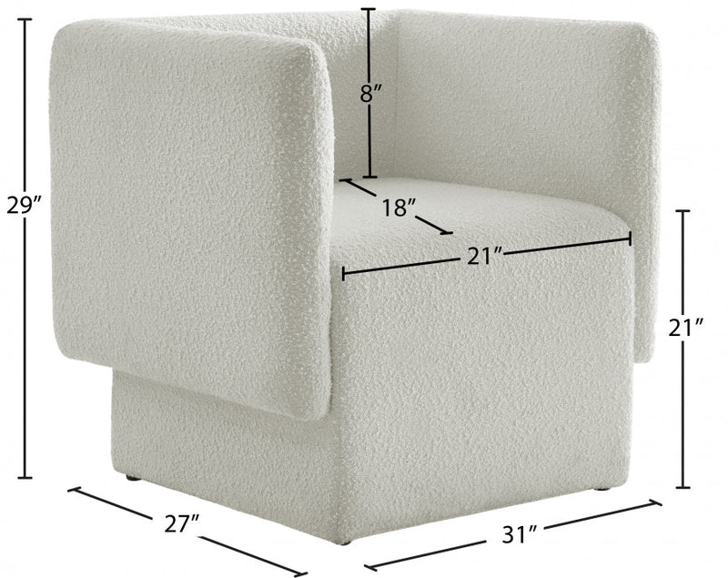 Vera Boucle Fabric Upholstered Accent Chair in Cream - 575Cream
