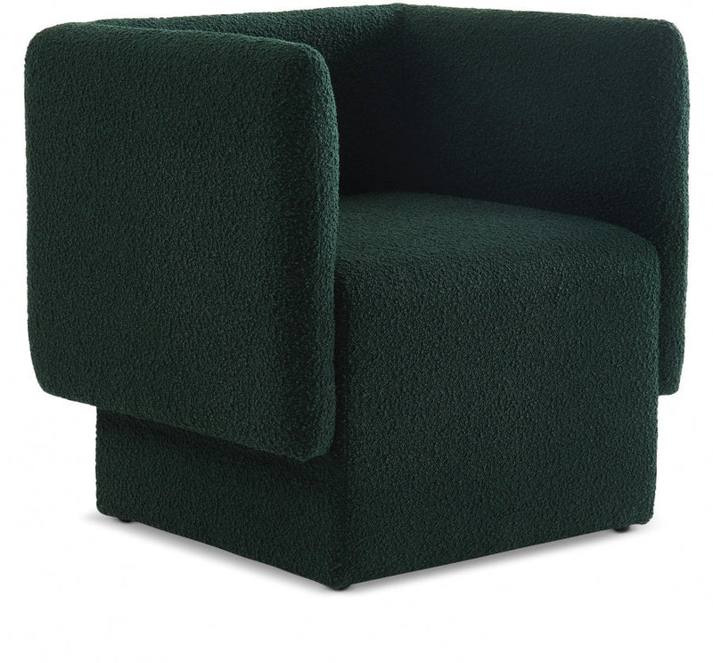 Vera Boucle Fabric Upholstered Accent Chair in Green - 575Green