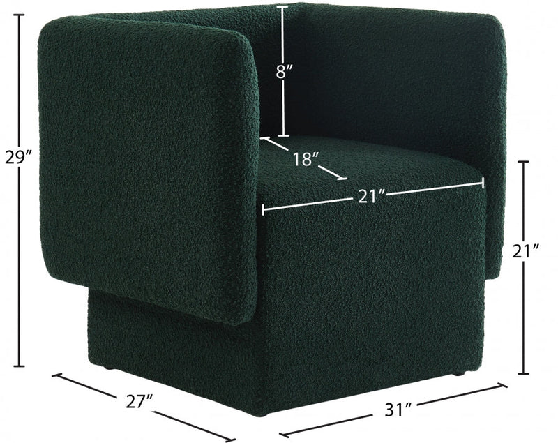 Vera Boucle Fabric Upholstered Accent Chair in Green - 575Green