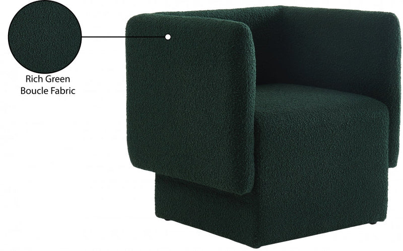 Vera Boucle Fabric Upholstered Accent Chair in Green - 575Green