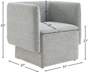 Vera Boucle Fabric Upholstered Accent Chair in Grey - 575Grey