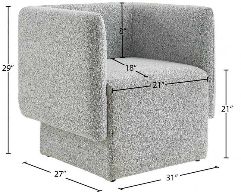 Vera Boucle Fabric Upholstered Accent Chair in Grey - 575Grey