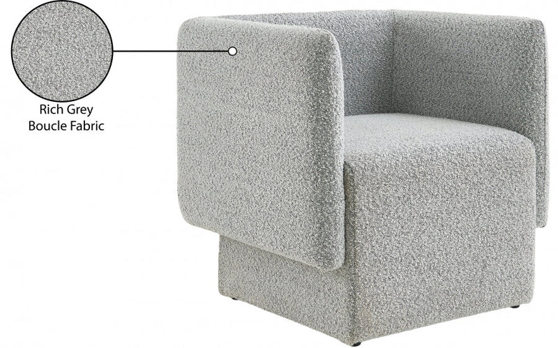 Vera Boucle Fabric Upholstered Accent Chair in Grey - 575Grey