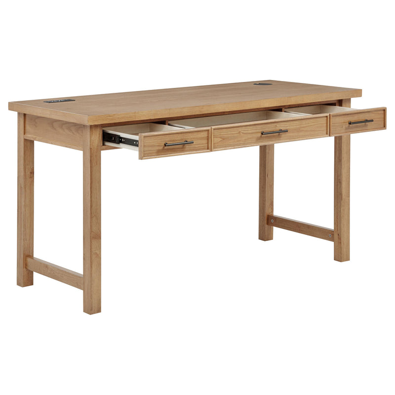 Vermes 55-inch 3-drawer Writing Desk with Power Outlet Light Ash - 802061