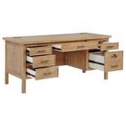 Vermes 66-inch 7-drawer Computer Desk with Power Outlet Light Ash - 802062