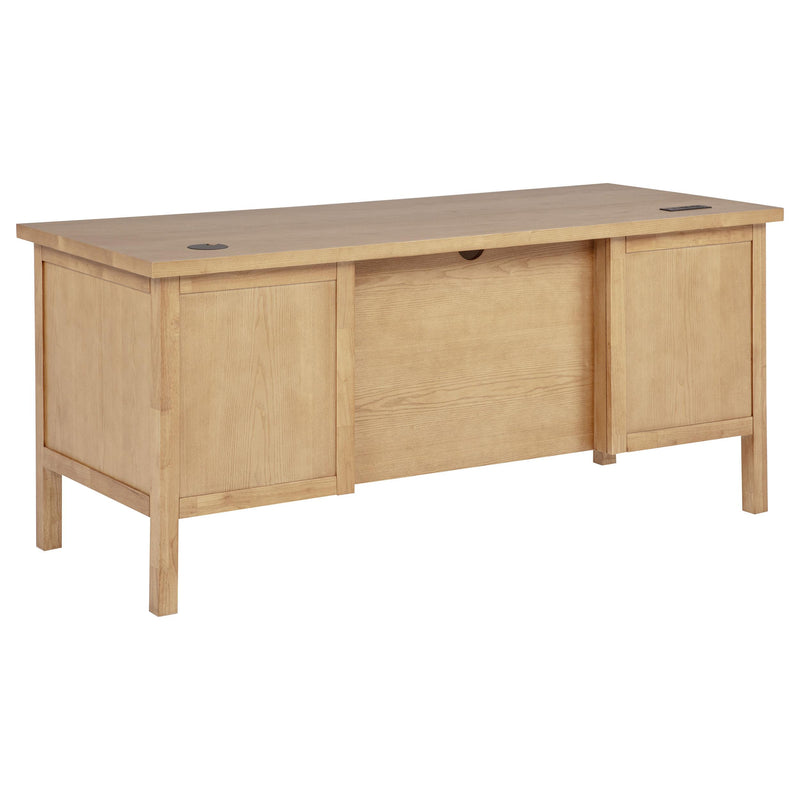 Vermes 66-inch 7-drawer Computer Desk with Power Outlet Light Ash - 802062