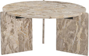 Vernazza Genuine Marble Coffee Table in Beige - 77009Beige-CT