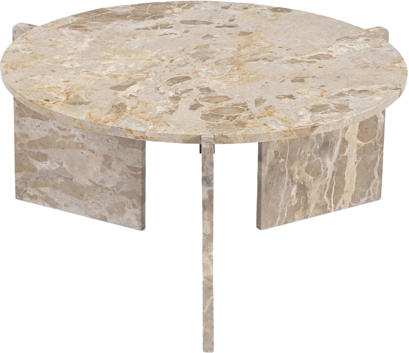 Vernazza Genuine Marble Coffee Table in Beige - 77009Beige-CT