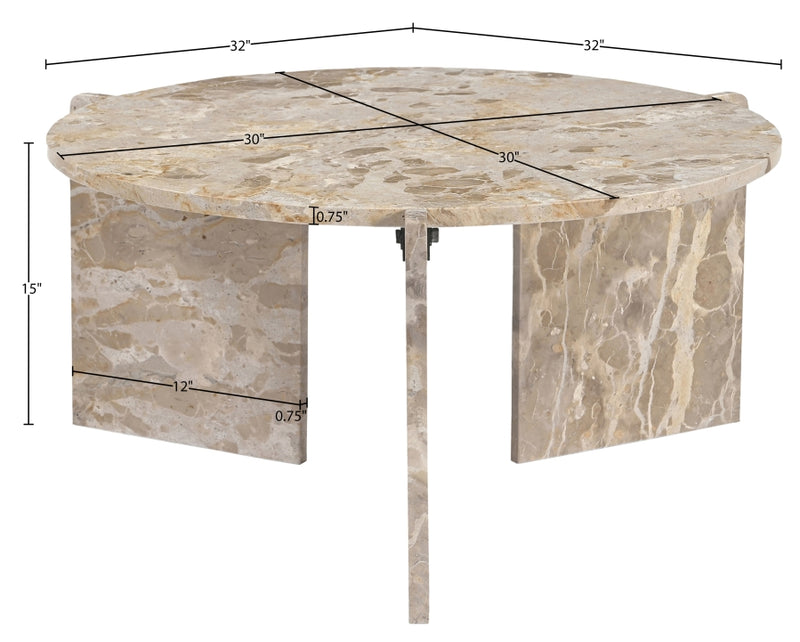 Vernazza Genuine Marble Coffee Table in Beige - 77009Beige-CT