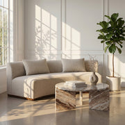 Vernazza Genuine Marble Coffee Table in Brown - 77009Brown-CT