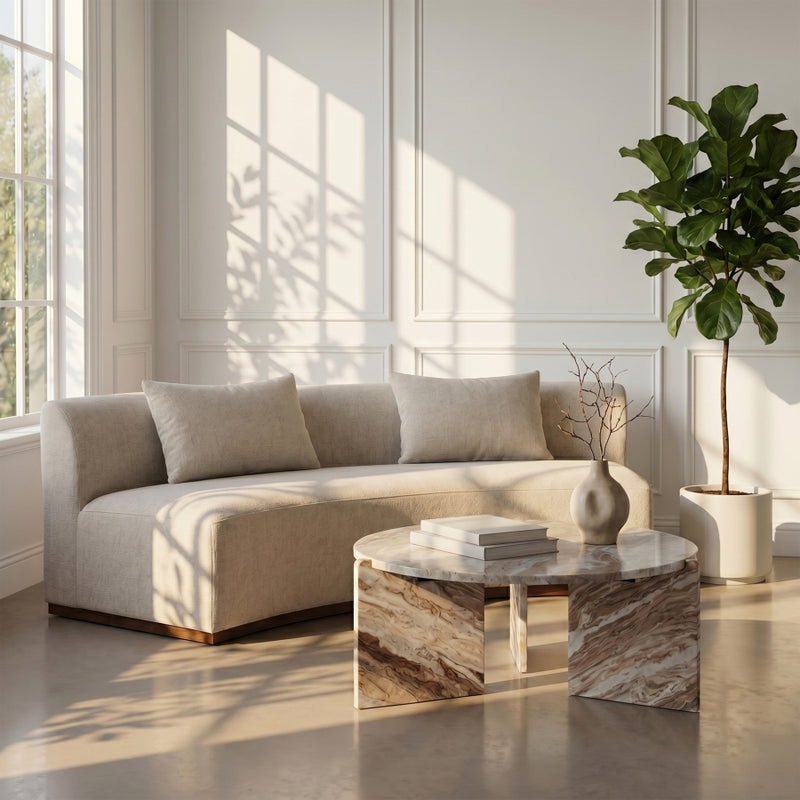 Vernazza Genuine Marble Coffee Table in Brown - 77009Brown-CT