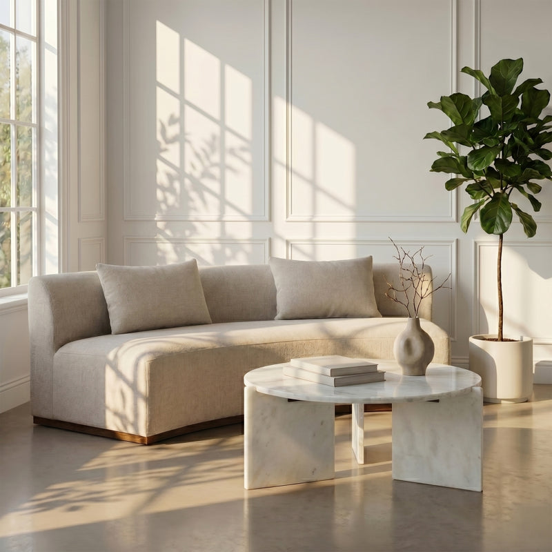 Vernazza Genuine Marble Coffee Table in White - 77009White-CT