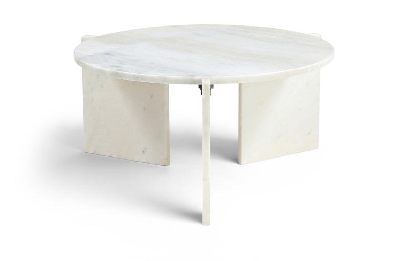 Vernazza Genuine Marble Coffee Table in White - 77009White-CT