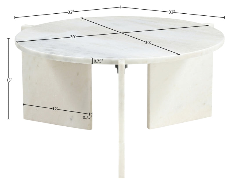 Vernazza Genuine Marble Coffee Table in White - 77009White-CT