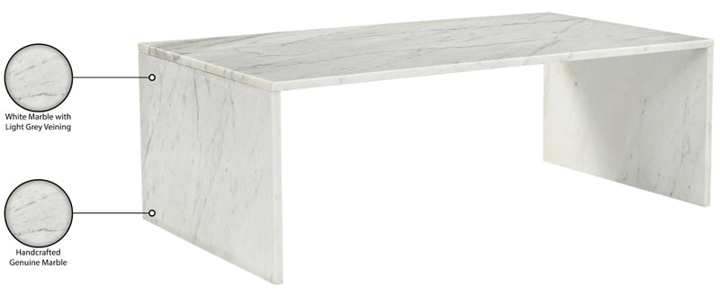 Vernazza Marble Coffee Table in White - 99004White-CT