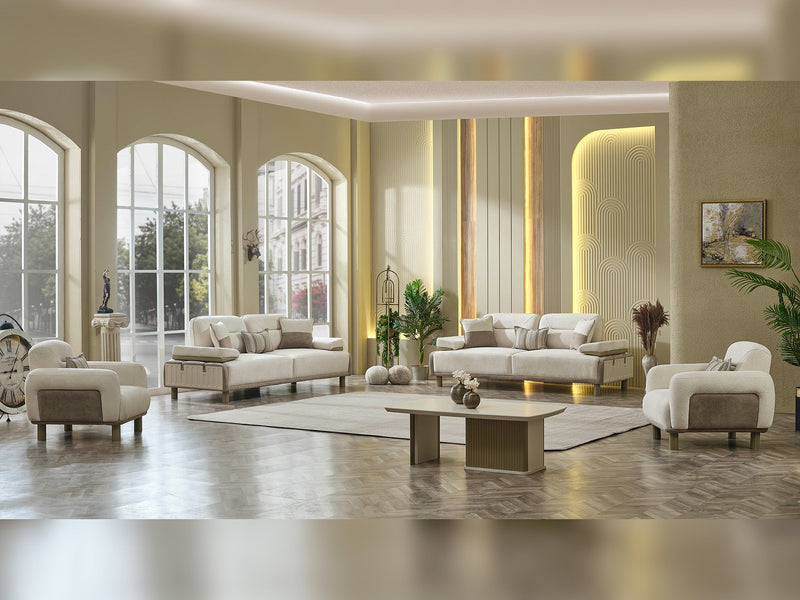 Verona 3-pieces (Sofa & Loveseat & Chair) Livingroom in Cream - 200-MAX-VER-GIR03-GIR05-321