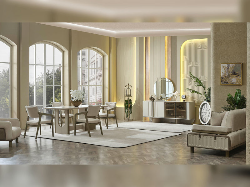 Verona Diningroom (Consol With Mirror & Dining Table & 6 Dining Chair) - 200-MAX-VER-DT-6-SET