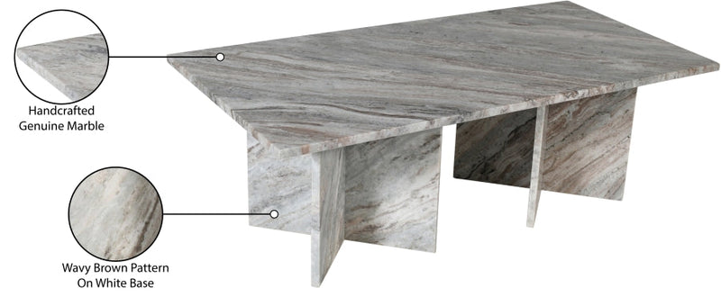 Verona Marble Coffee Table in Brown - 220Brown-CT