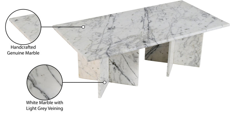 Verona Marble Coffee Table in White - 220White-CT