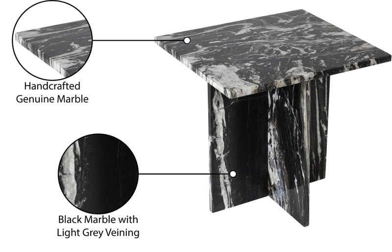 Verona Marble End Table in Black - 220Black-ET