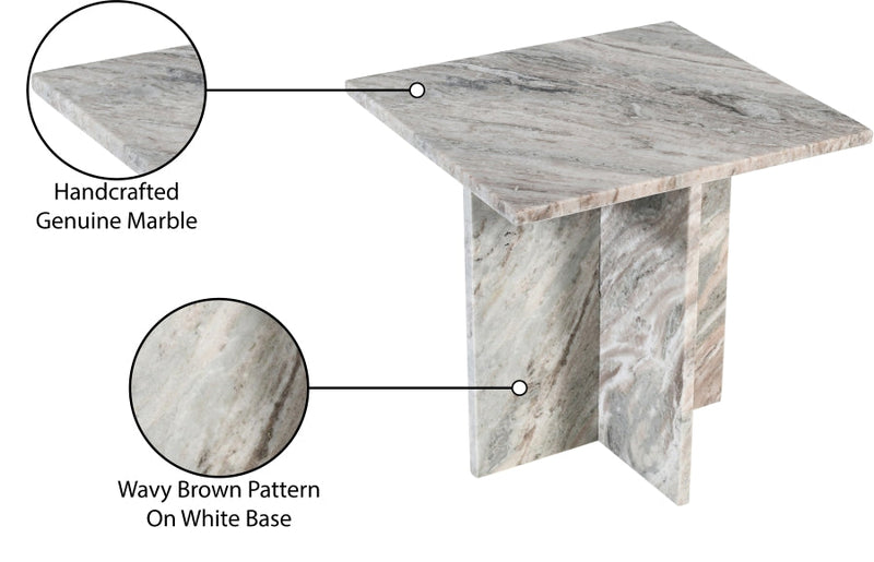 Verona Marble End Table in Brown - 220Brown-ET