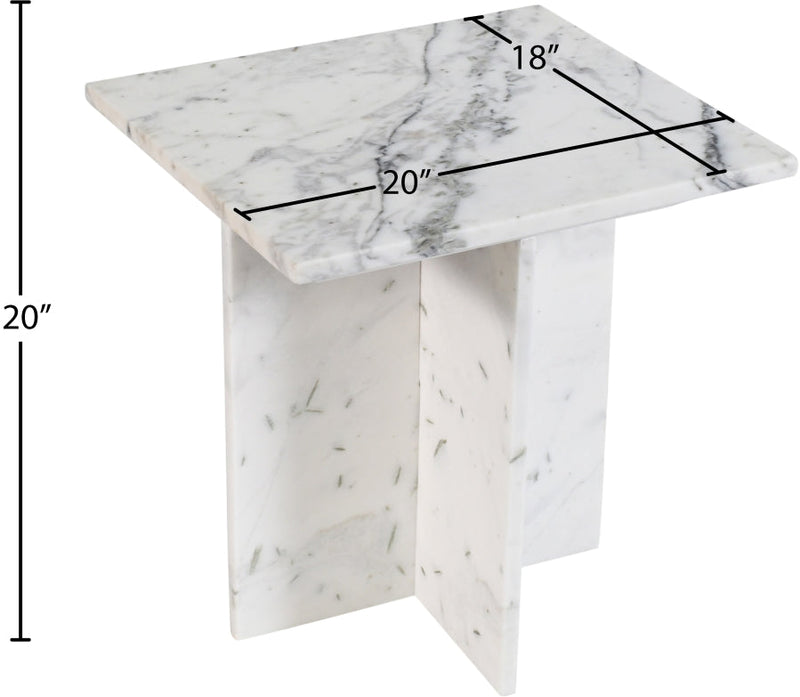 Verona Marble End Table in White - 220White-ET