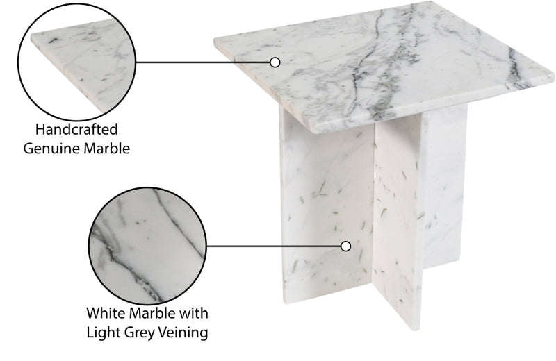 Verona Marble End Table in White - 220White-ET