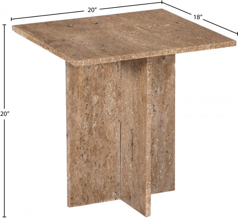 Verona Travertine End Table in Natural - 220Travertine-ET
