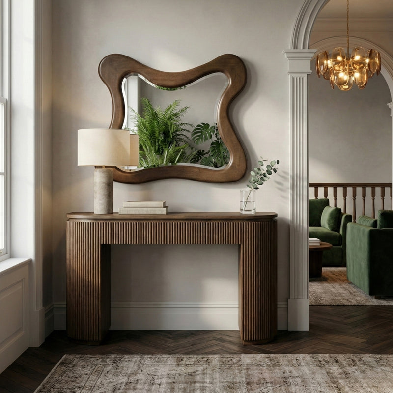 Verra 42" W x 36" H Solid Wood Frame Mirror in Brown - 66011Brown-M