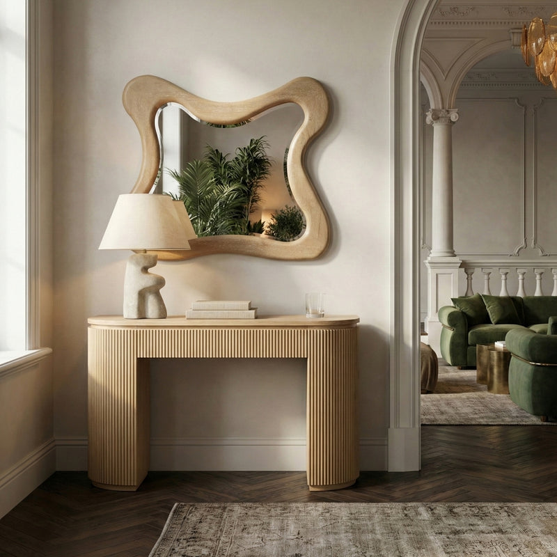 Verra 42" W x 36" H Solid Wood Frame Mirror in Natural - 66011Natural-M