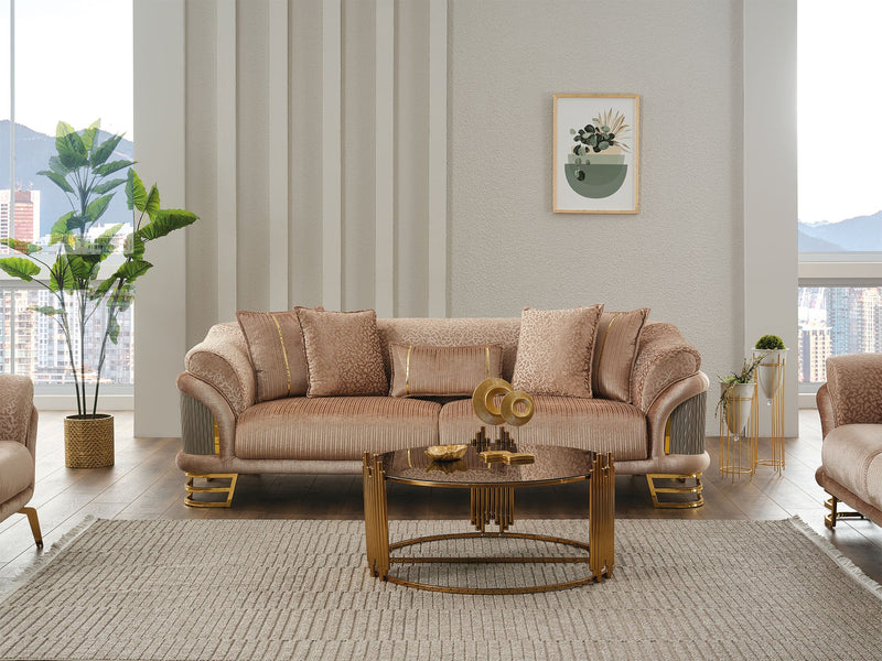 Versace 3-pieces (Sofa & Loveseat & Chair) Livingroom Set Beige in Beige - 101-VER-STAR14240-321