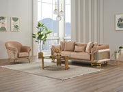 Versace 3-pieces (Sofa & Loveseat & Chair) Livingroom Set Beige in Beige - 101-VER-STAR14240-321