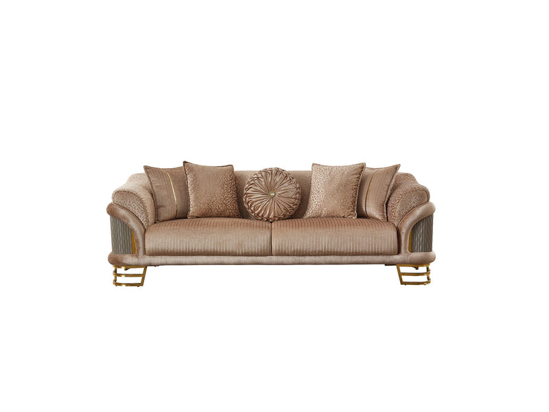 Versace 3-pieces (Sofa & Loveseat & Chair) Livingroom Set Beige in Beige - 101-VER-STAR14240-321