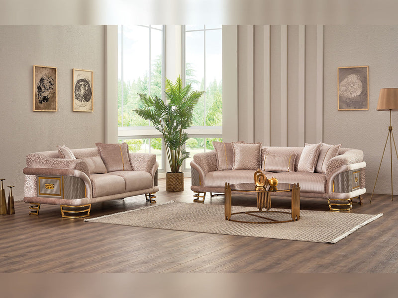 Versace 3-pieces (Sofa & Loveseat & Chair) Livingroom Set Cream in Cream - 101-VER-STAR13553-321