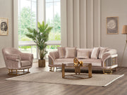 Versace 3-pieces (Sofa & Loveseat & Chair) Livingroom Set Cream in Cream - 101-VER-STAR13553-321
